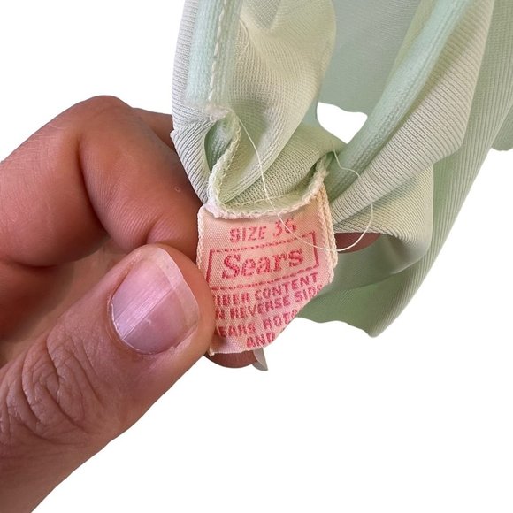 Vintage 50s Sears Green Lace Sheer Babydoll Nightgown and Robe Medium - Picture 6 of 9